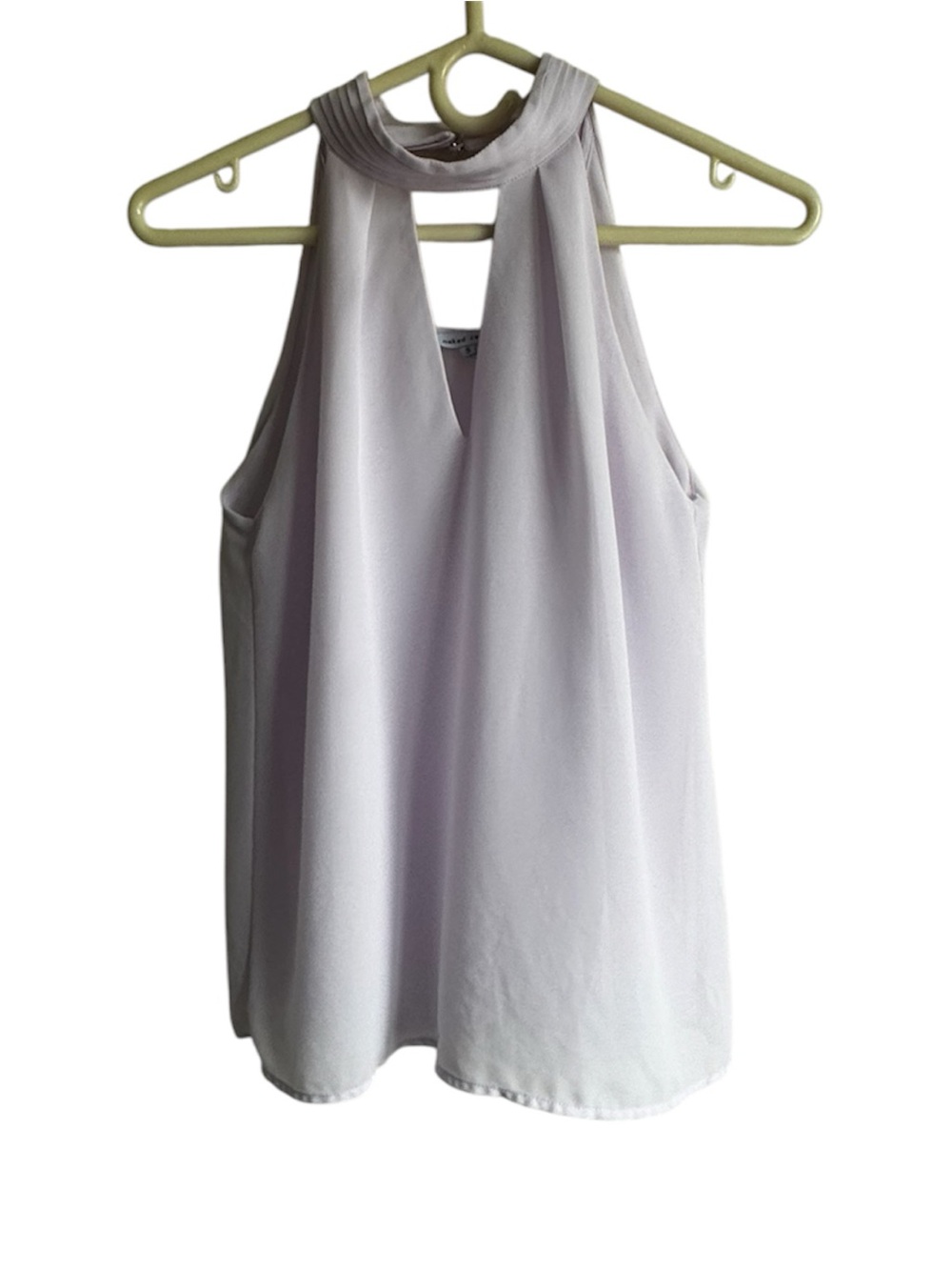 NAKED ZEBRA Lilac Chiffon Halter Blouse High Neck Keyhole Flowy Top Size S